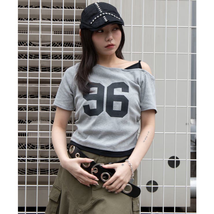 杢グレー | レイヤードドッキングワンショルちびT | WEGO【WOMEN】