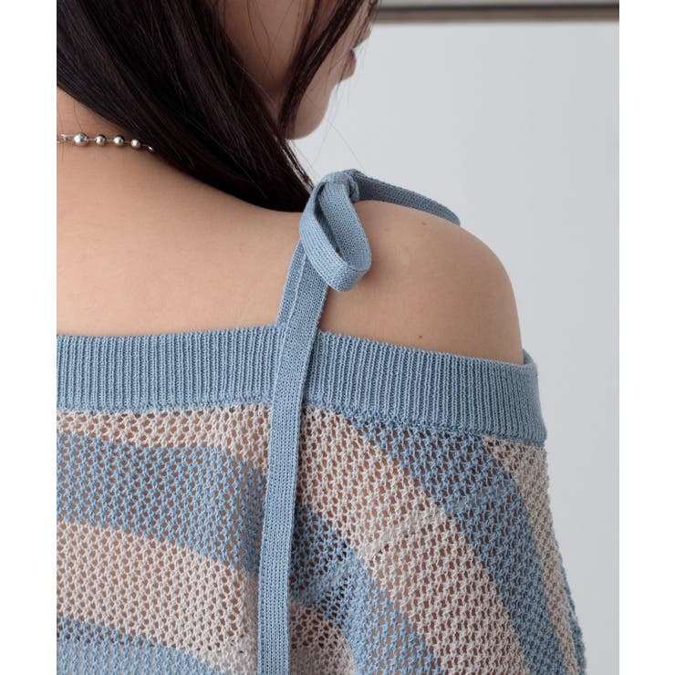 刺繍ロゴワンショルメッシュニット | WEGO【WOMEN】 | 詳細画像4 