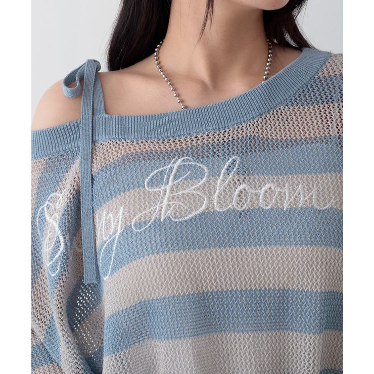刺繍ロゴワンショルメッシュニット | WEGO【WOMEN】 | 詳細画像5 