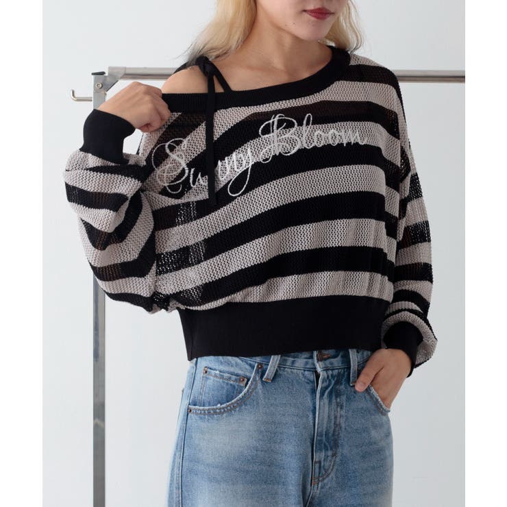 刺繍ロゴワンショルメッシュニット | WEGO【WOMEN】 | 詳細画像17 