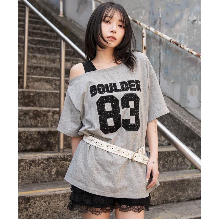 杢グレー | タンクレイヤードワンショルビッグT | WEGO【WOMEN】