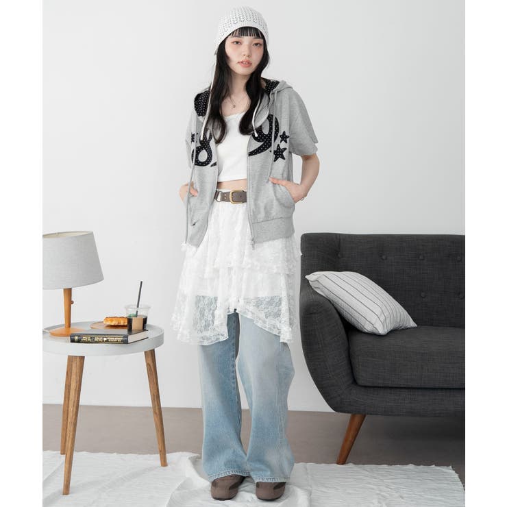 グラフィック半袖ZIPパーカー | WEGO【WOMEN】 | 詳細画像3 