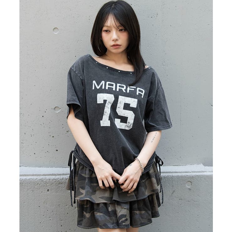 スミクロ | サイドドロストオフショルグラフィックT | WEGO【WOMEN】