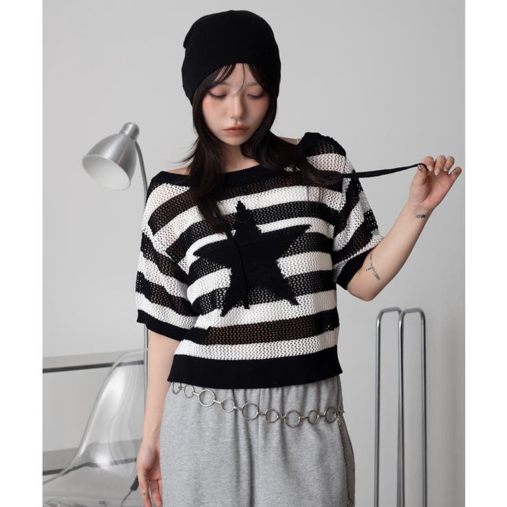オフショルメッシュニット(S) | WEGO【WOMEN】 | 詳細画像6 