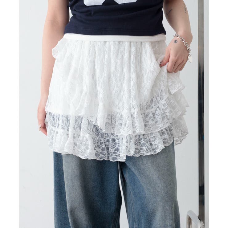 ホワイト | レースフリルスカート | WEGO【WOMEN】