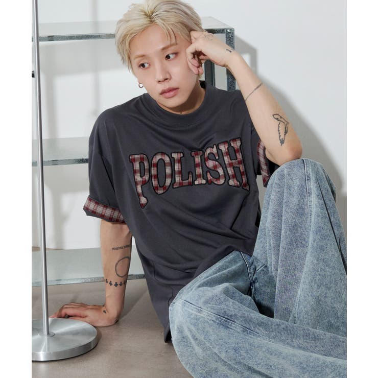 スミクロ | チェックディテールロゴT(SS) | WEGO【MEN】