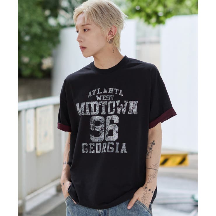 ブラック | バイカラーロゴT(SS) | WEGO【MEN】