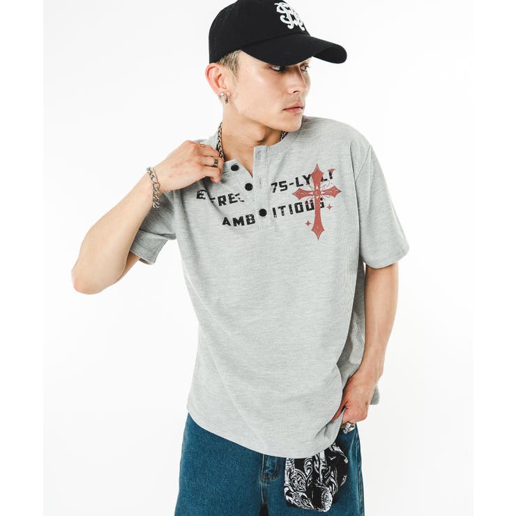 ワッフルクロスロゴヘンリーネックT(SS) | WEGO【MEN】 | 詳細画像9 