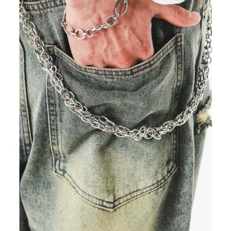 ジャージレイヤードダメージデニムパンツ | WEGO【MEN】 | 詳細画像5 