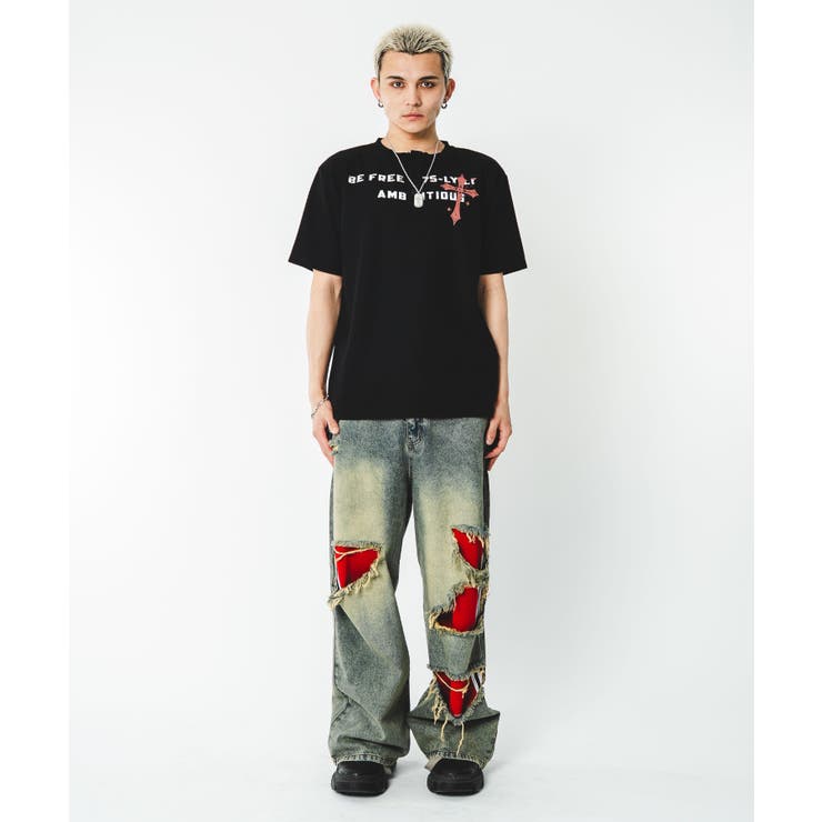 ジャージレイヤードダメージデニムパンツ | WEGO【MEN】 | 詳細画像23 