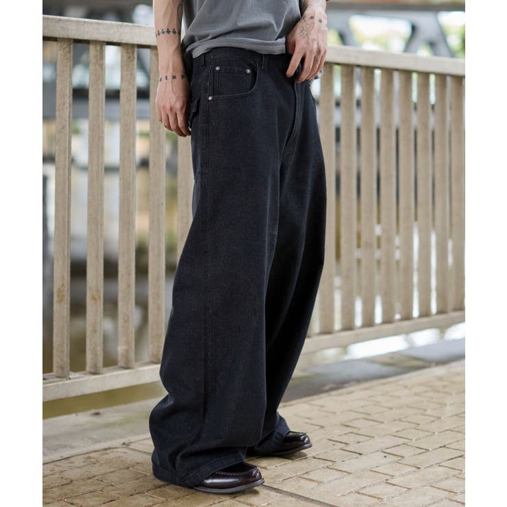 64 | リベットチャームバギーデニムパンツ | WEGO【MEN】