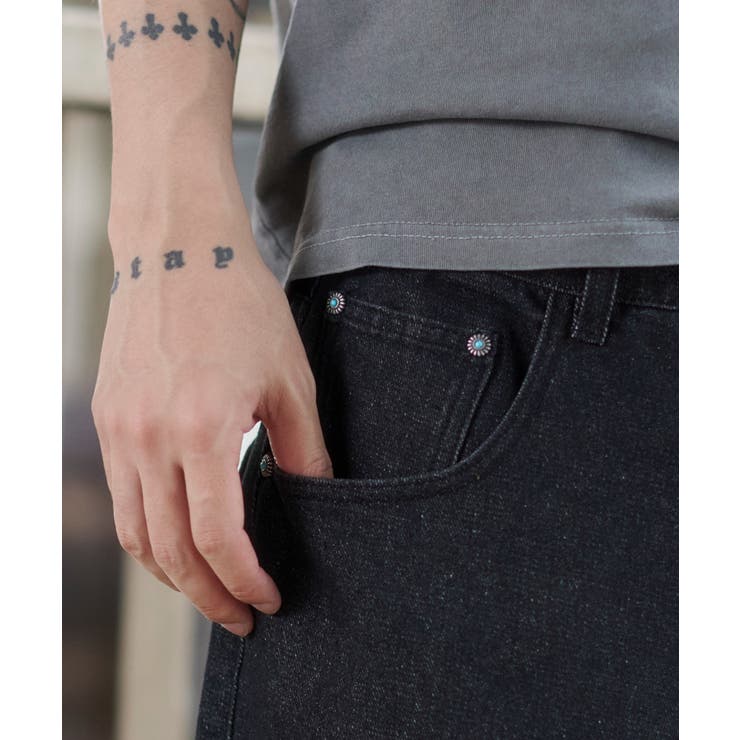 リベットチャームバギーデニムパンツ | WEGO【MEN】 | 詳細画像3 