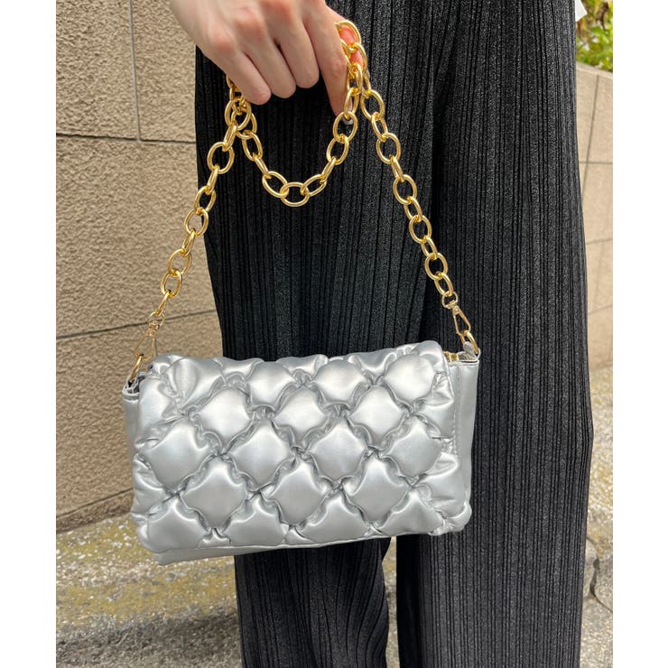 シルバー | フェイクレザーポップコーンキルトバッグ 韓国 韓国ファッション | WEGO【WOMEN】