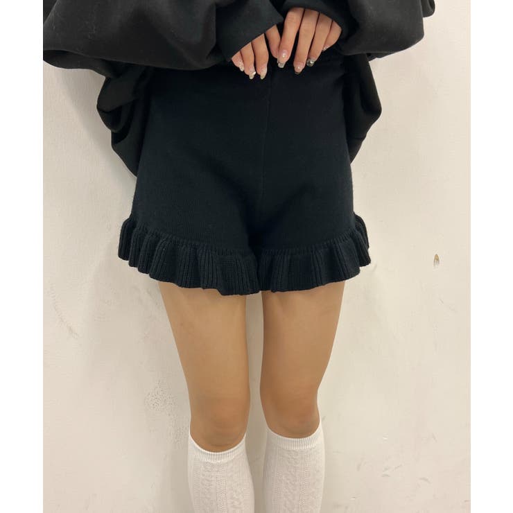 フリルニットショートパンツ 韓国 韓国ファッション[品番