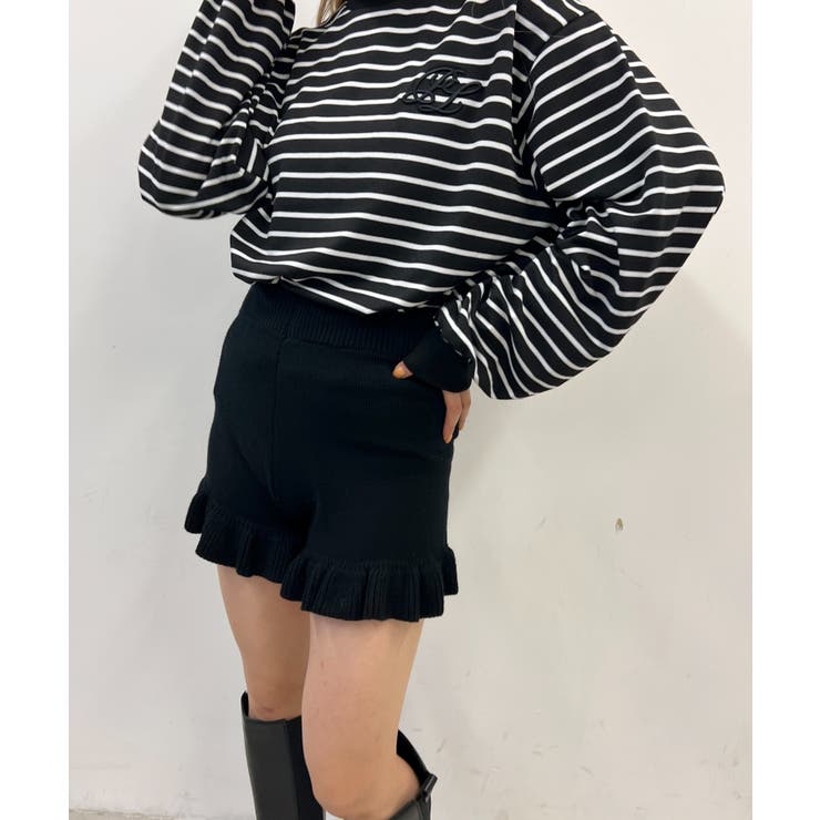 フリルニットショートパンツ 韓国 韓国ファッション[品番