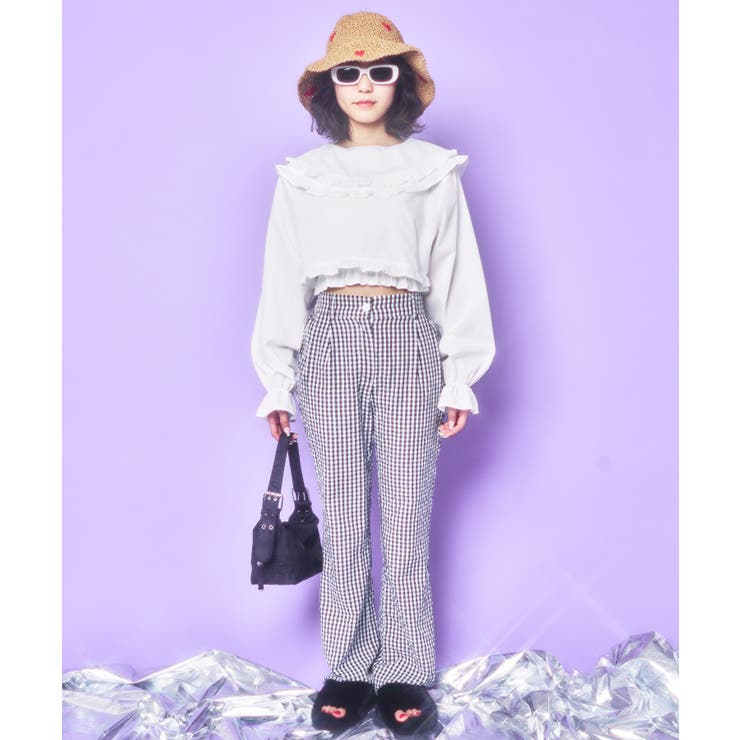 〓La Veste〓×GUCCI VAULT 青ギンガム チェック フレアパンツ