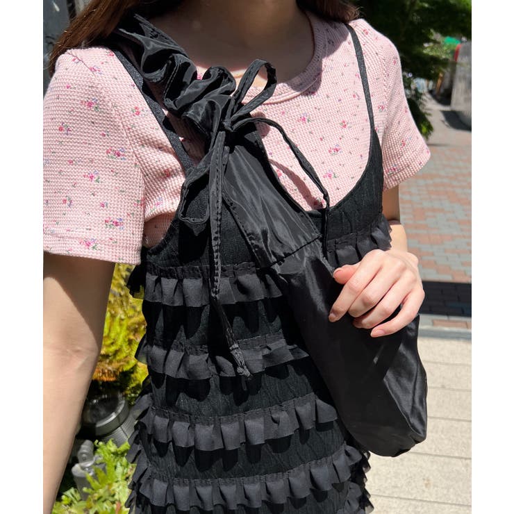 ブラック | ナイロンギャザーショルダー 韓国 韓国ファッション | WEGO【WOMEN】