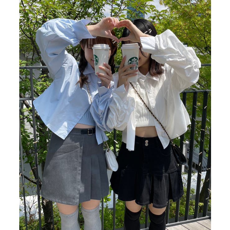 2点セット クロップドTシャツ×スカート ドロスト 韓国系 S5262 セットアップ】 クロップド丈Tシャツ ＋ チェック柄 プリーツ