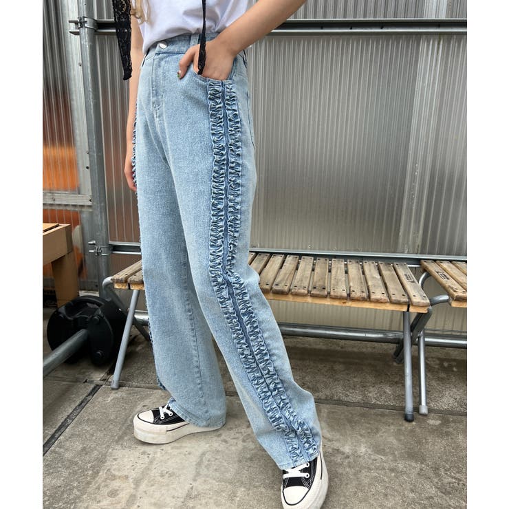 WC】フリルラインデニムパンツ[品番：WG010088147]｜WEGO【WOMEN