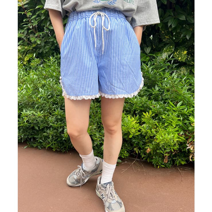 WC】フリルレースストライプショーツ[品番：WG010088389]｜WEGO【WOMEN