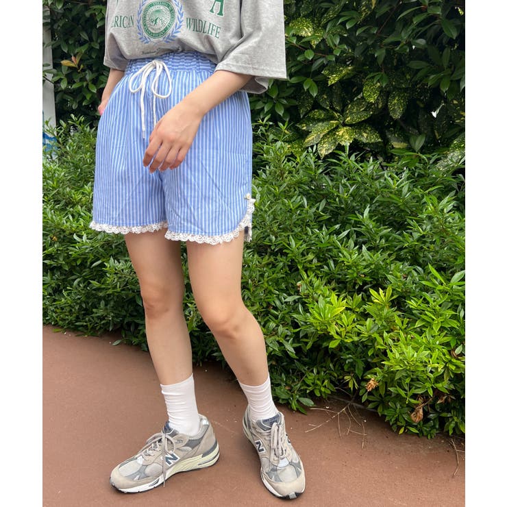 WC】フリルレースストライプショーツ[品番：WG010088389]｜WEGO【WOMEN