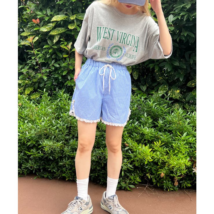 WC】フリルレースストライプショーツ[品番：WG010088389]｜WEGO【WOMEN