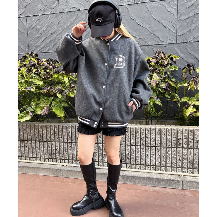 ラインビッグスタジャン 韓国 韓国ファッション[品番