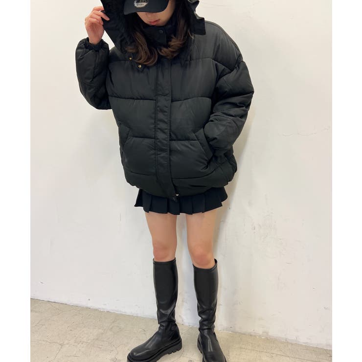 あ　フリル付きブラックダウンジャケット WC】フリルフェイクダウンジャケット[品番：WG010088885]｜WEGO【WOMEN