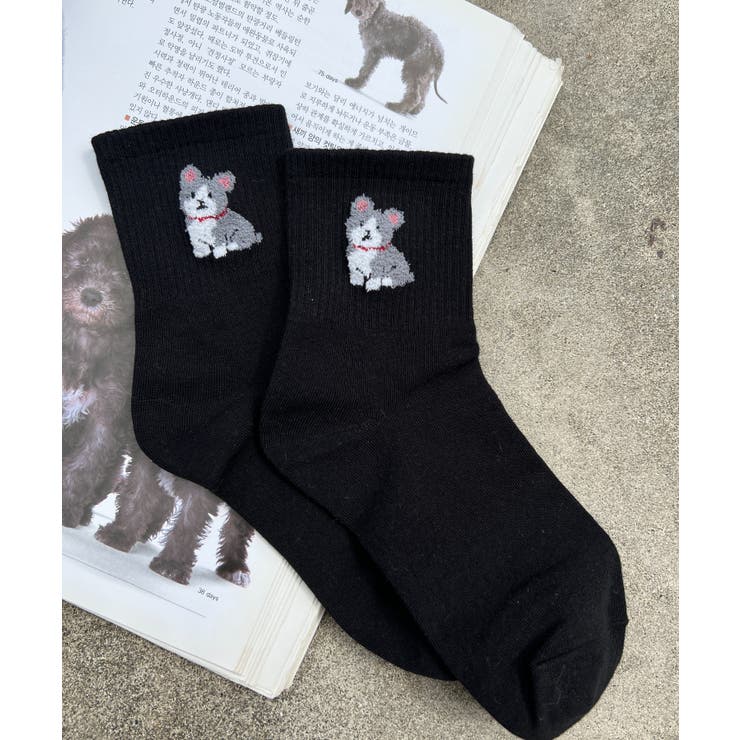 ブラック | dogワンポイントソックス 韓国 韓国ファッション | WEGO【WOMEN】