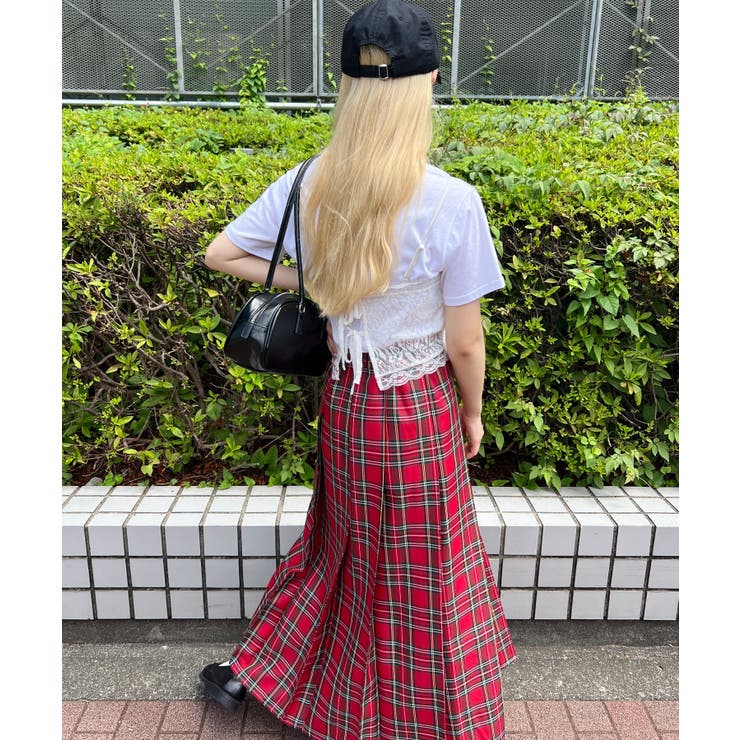 最安価格 タータンチェックロングスカート 韓国 韓国ファッション[品番 レディースウェア