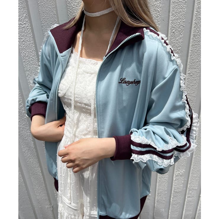WC】フリルレースラインジャージ 韓国 韓国ファッション[品番
