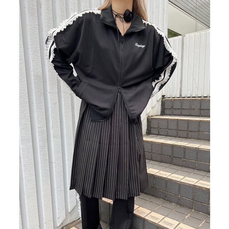フリルスカート　切りっぱなし　見せパン　ジャージー素材　アディダス好き　韓国 スカート 「HOOK」for girls レース切替フリルティアードミニ