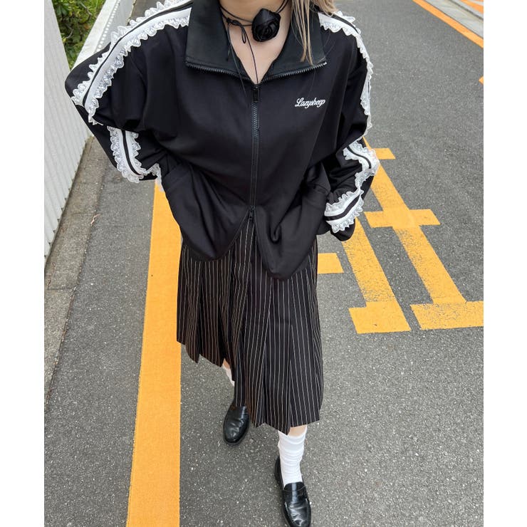 WC】フリルレースラインジャージ 韓国 韓国ファッション[品番