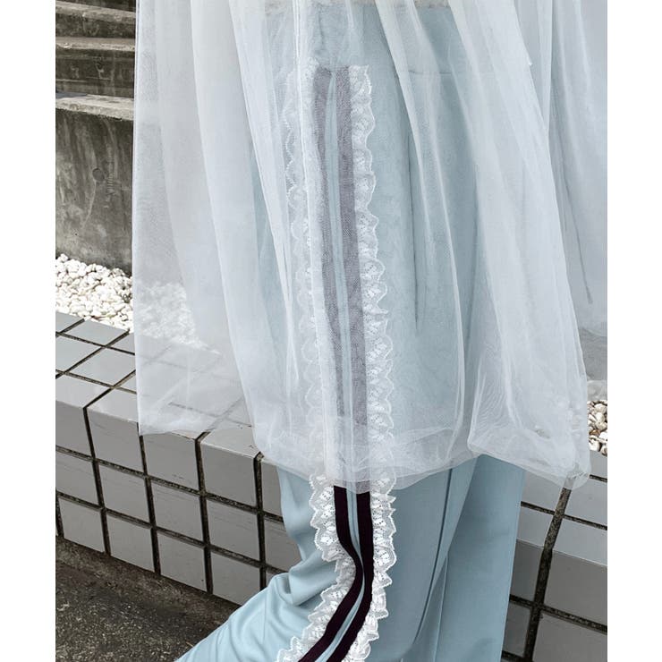 サイドオープン ワイドパンツ ハイウエスト レースアップ