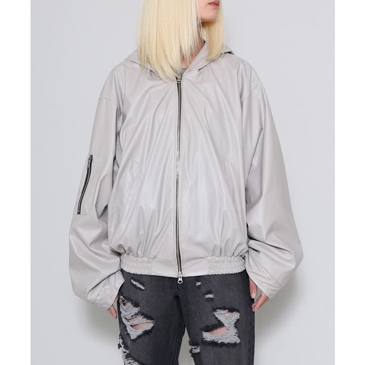 Figments】フェイクレザーフードブルゾン[品番：WG010091243]｜WEGO 