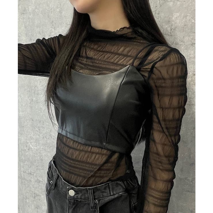 ケ*ャ様 HAKE ブラック ビスチェ 土日価格 ブラックレザー ビスチェ