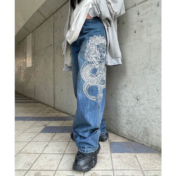 【公式】 ドラゴン刺繍デニムパンツ[品番：WG010091486]｜WEGO【WOMEN パンツ