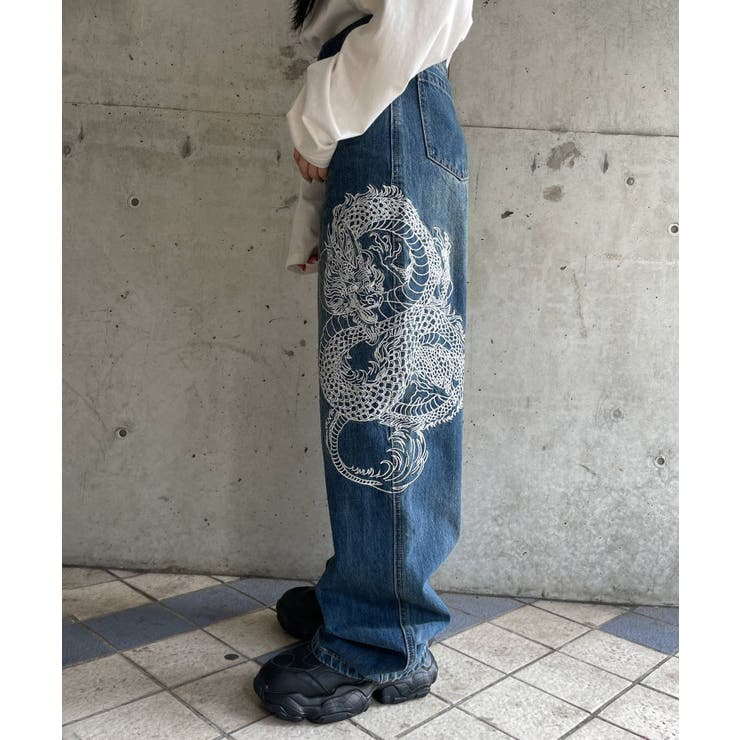 ドラゴン刺繍デニムパンツ | WEGO【WOMEN】 | 詳細画像3 