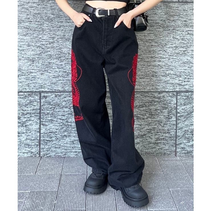 ドラゴン刺繍デニムパンツ[品番：WG010091486]｜WEGO【WOMEN