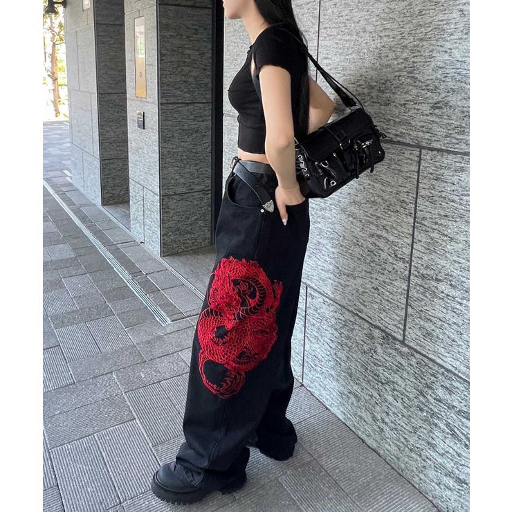 ドラゴン刺繍デニムパンツ | WEGO【WOMEN】 | 詳細画像8 
