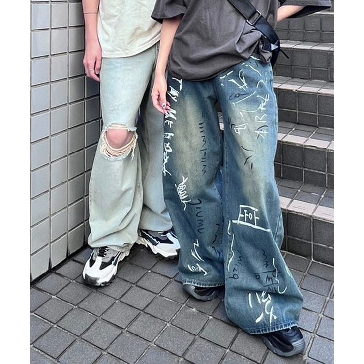 Figments】ペイントデニムパンツ[品番：WG010091489]｜WEGO
