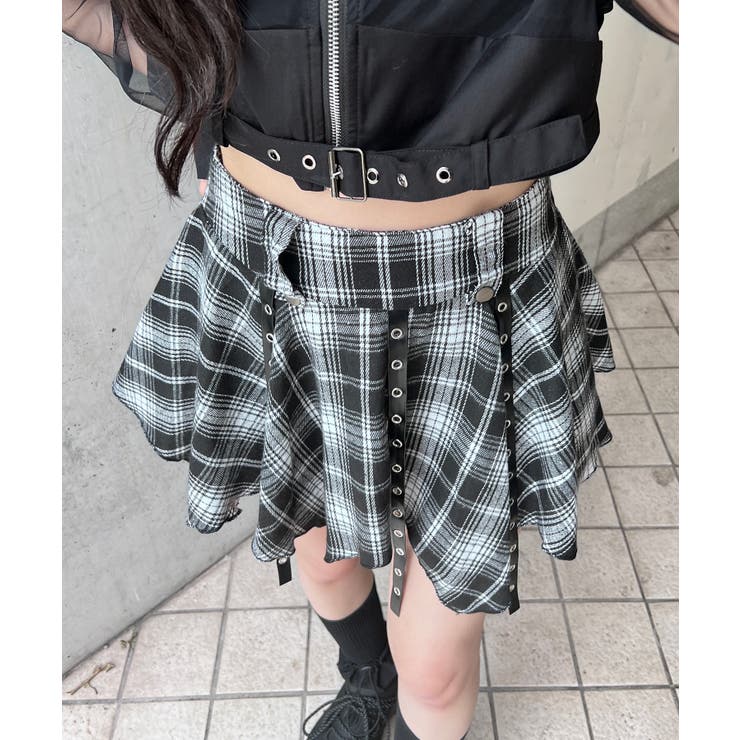 ACYM アシーム Tartan check mini スカート/ブラック ACYM アシーム Tartan check mini スカート/ブラック レディース