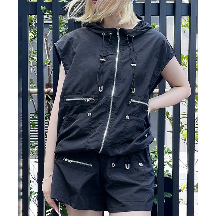 Figments】ナイロンZIPパーカーベストセットアップ [品番：WG010091598]｜WEGO【WOMEN】（ウィゴー）のレディースファッション通販｜SHOPLIST（ショップリスト）