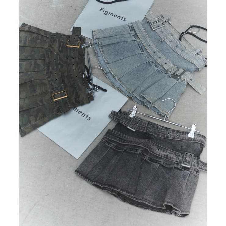 Wベルトデニムプリーツミニスカパン | WEGO【WOMEN】 | 詳細画像2 