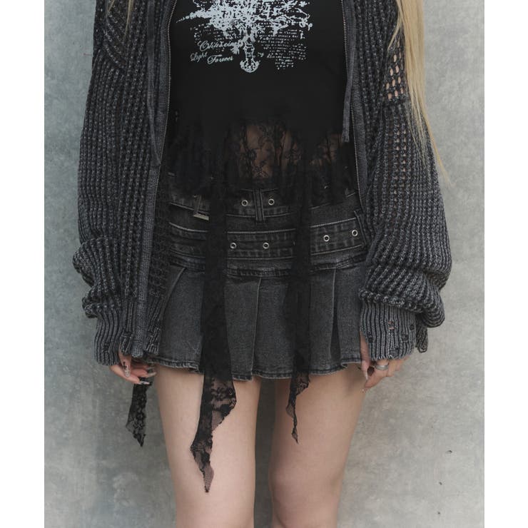 Wベルトデニムプリーツミニスカパン | WEGO【WOMEN】 | 詳細画像4 