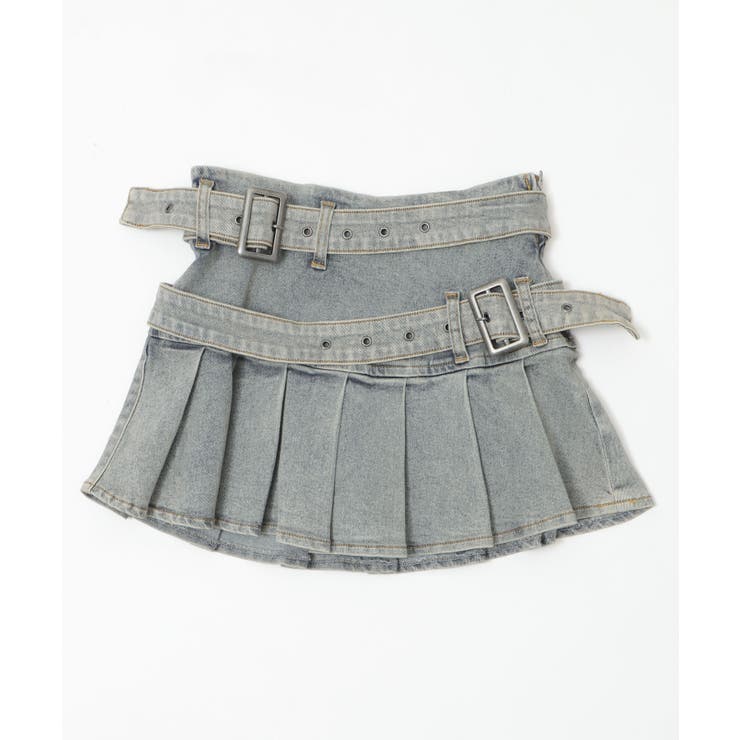 Wベルトデニムプリーツミニスカパン | WEGO【WOMEN】 | 詳細画像17 