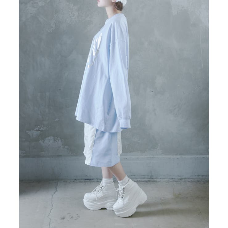 【Whinny】うねうねマシンガン？？ 長袖 ロンＴ ホワイニー Whinny】うねうねマシンガン 長袖 ロンT サックス 水色 天使界隈の