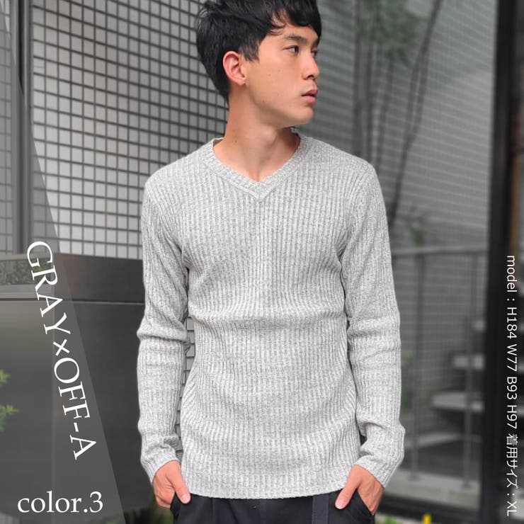 3.グレー×オフA | リブニット セーター メンズ | WESTSEA