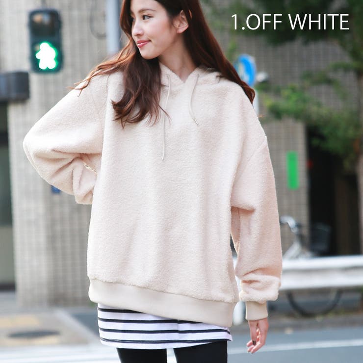 1.オフホワイト | プードルボアプルパーカー ボア アウター | WESTSEA