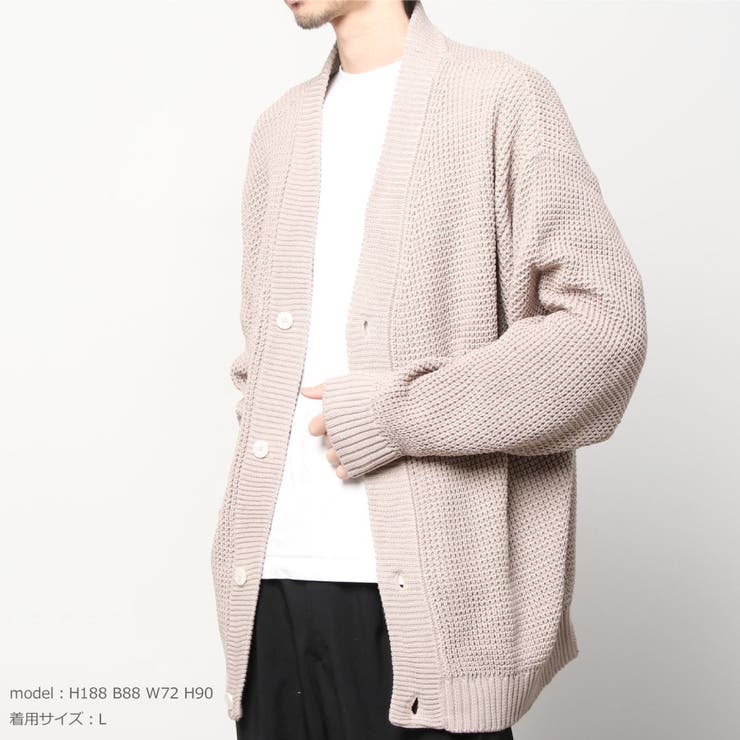 Wai＋:〈手洗い可能〉 ワッフル ラッセル カーディガン